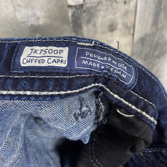 Girls Miss Me Cuffed Capri Floral Peace Jeans Sz 7 - Picture 9 of 16